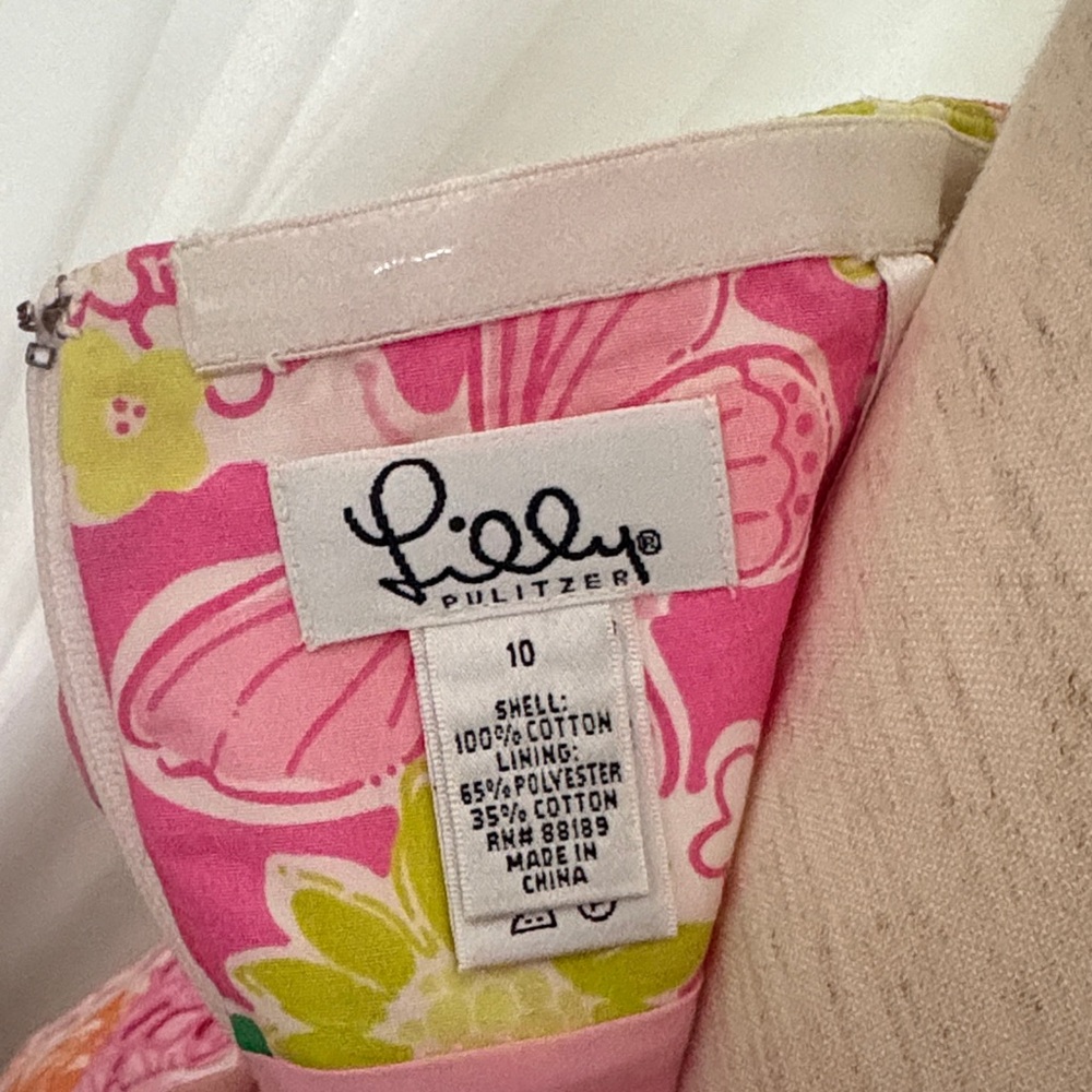 Vintage Lilly Pulitzer Pink Patchwork Strapless D… - image 6